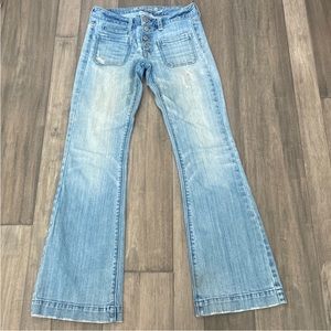 American Eagle Outfitters Button Fly Vintage Flare Jeans Womens Size 2R Vintage